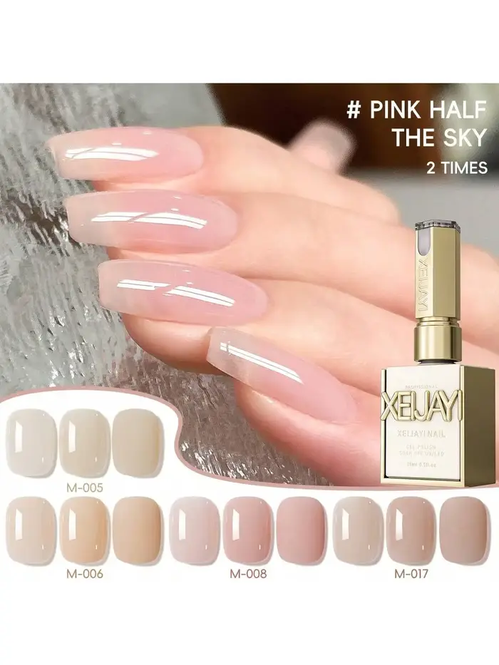 Ensemble de vernis gel Viral Nude Pink 2025 – 4 nuances tendance pour manucure naturelle et chic