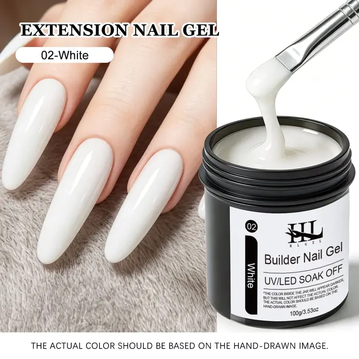 Gel de construction pour ongles blanc soak-off 100g, gel UV LED blanc opaque pour extension et renfo