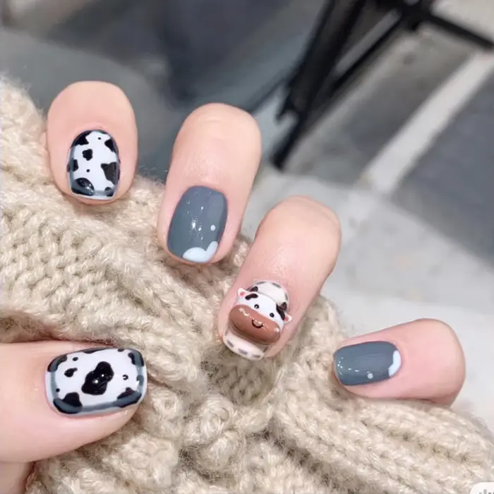 24 pièces français avec perceuse faux ongles courts presse sur les pointes d'ongles couverture complète artificielle