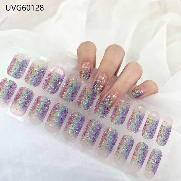 Nouveau Semi-durci ongles gel uv pegatinas bande d'ongle autocollant UVLED lampe durci