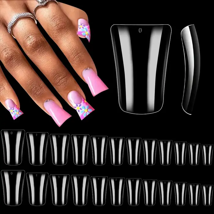 Faux ongles en bec de canard transparent, couverture complète, 12 tailles, Extension d'ongles à pres