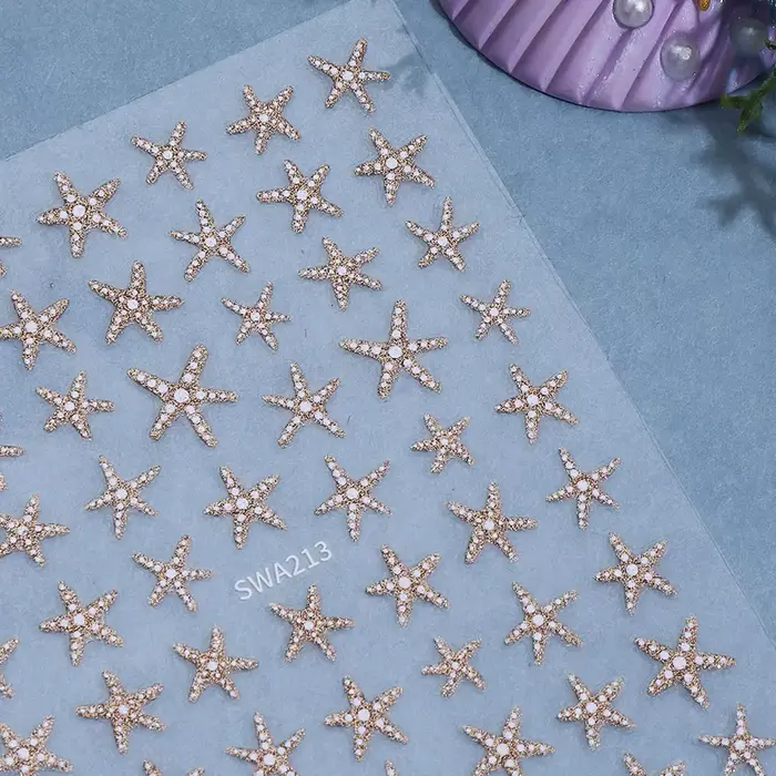 2 autocollants pour ongles en forme d'étoile de mer