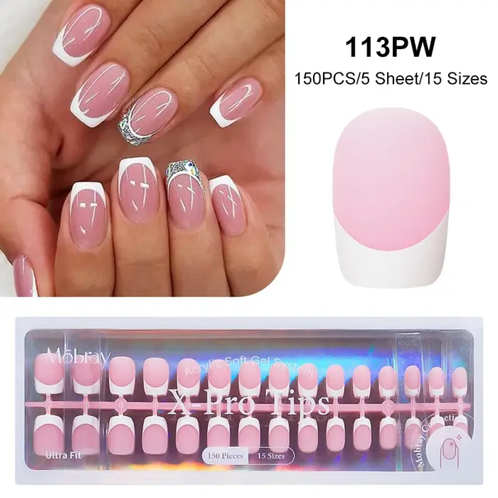 150/160 pièces de luxe français porter des ongles conseils ensemble nu rose Ballet longueur moyenne couleur Pure