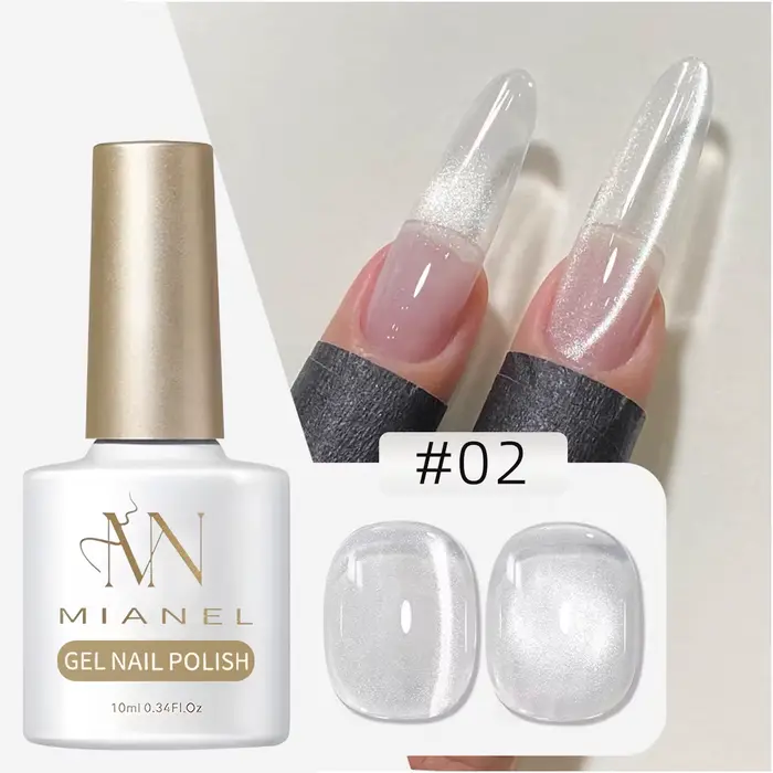MIANEL 2026 Vernis à ongles gel œil de chat blanc transparent universel avec perles de verre pour manucure