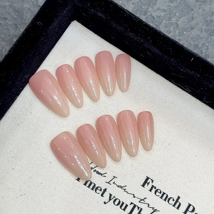 10 pièces presse à la main sur les ongles couverture complète strass Design français amande faux ong