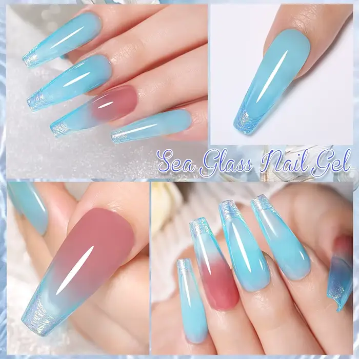 LILYCUTE 7ML gelée verre Gel vernis à ongles Semi-transparent bleu mer