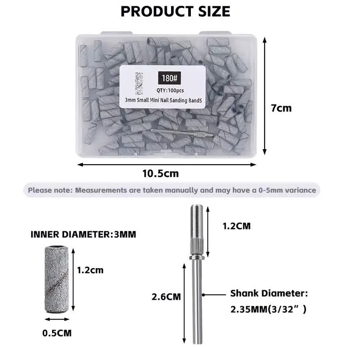 50/100 pièces 3mm petites bandes de ponçage des ongles ensemble pour forage des ongles fraisage manu