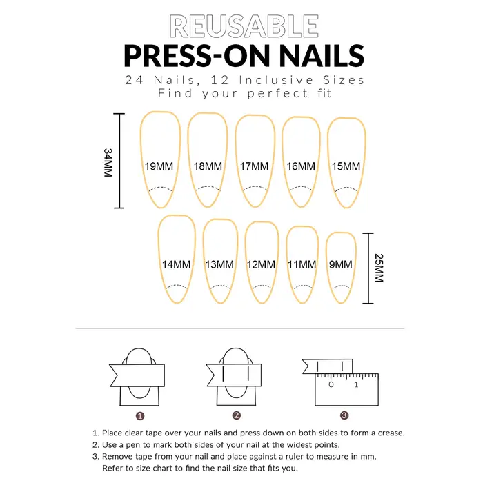 Faux ongles style Y2K, 24 pièces
