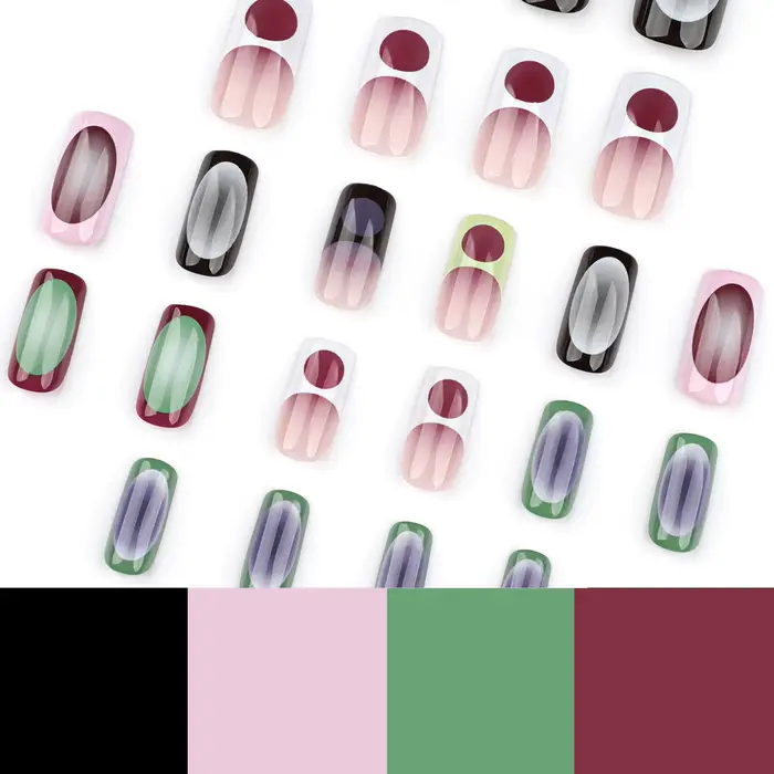 24 faux ongles de style français à effet dégradé