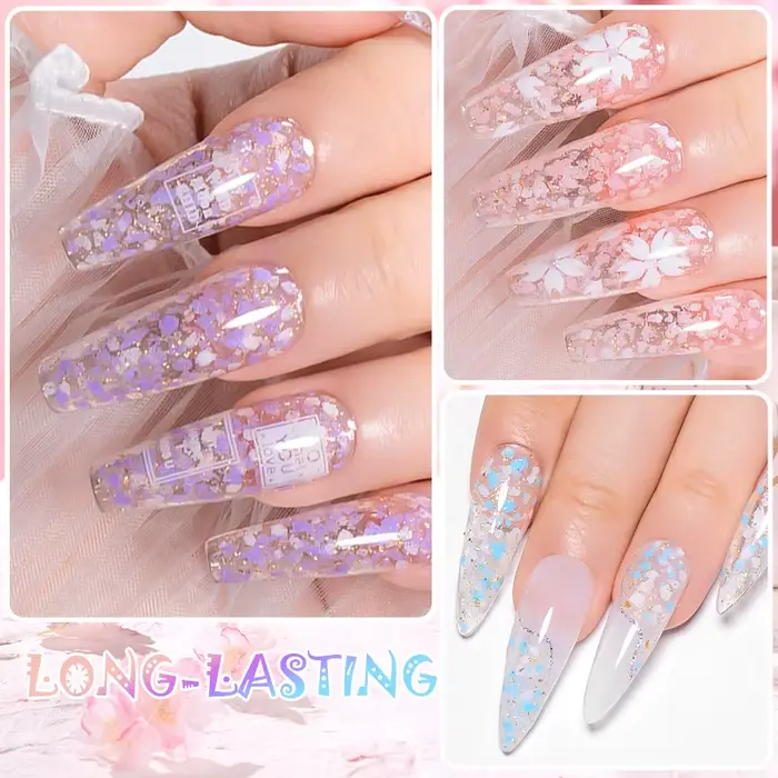6/8 pièces paillettes fleurs de cerisier Gel vernis à ongles ensemble brillant couleur scintillante Semi Permanant