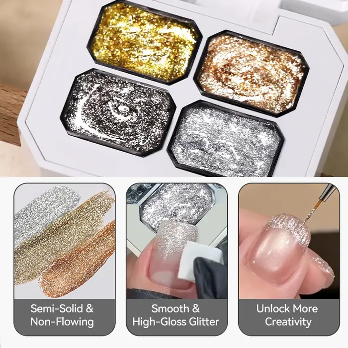 UR SUGAR Glimmer Pat Painting Gel Vernis à Ongles Or Argent pour French Manucure DIY, pour Dessins de Lignes, Fleurs, Effets Peints et Estampés