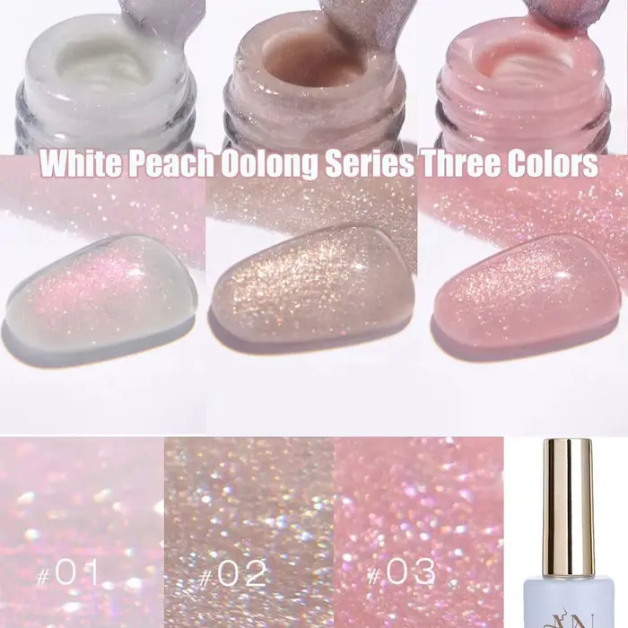 MN 1-9PCS Série de vernis à ongles gel rose, bleu, blanc, vert avec paillettes scintillantes et effe