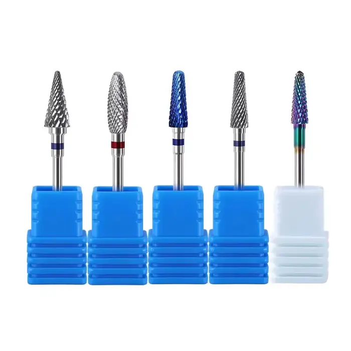 20 Types de foret à ongles en carbure de tungstène bleu arc-en-ciel, fraises à ongles électriques po