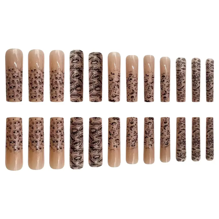 24 pièces brillent dans la nuit faux ongles Extra longs Ballet