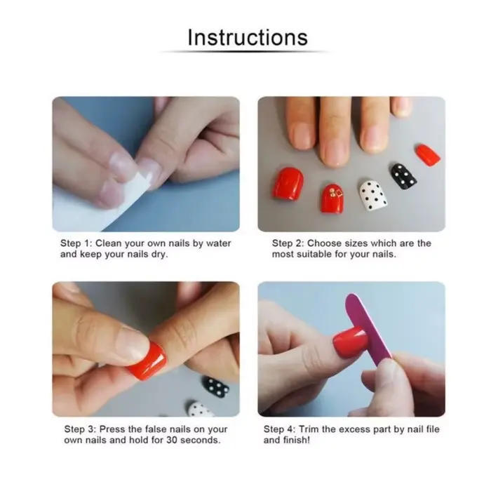 Faux Ongles Colorés à Couverture Complète pour Enfant Fille