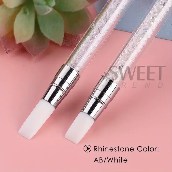 Stylo à Double tête en Silicone pour Nail Art, sculpture de fleurs, bâton de colle réglable, brosse 