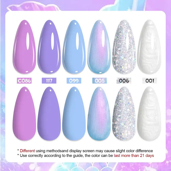 QAZIXU – Kit de vernis à ongles gel pailleté effet sirène 6 couleurs