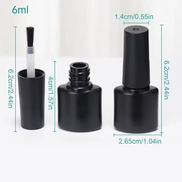 Bouteilles vides pour gel à ongles, bouteilles noires rechargeables avec pinceau pour voyage, conten