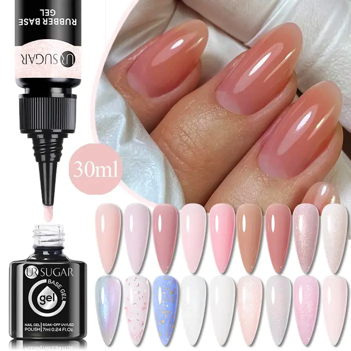 UR SUGAR 30ml Base en caoutchouc Gel recharge fournisseur paillettes Gel vernis paillettes Semi Permanent UV Gel Profession Gel hybride