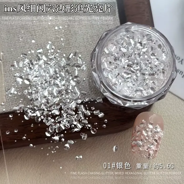 2 bouteilles de paillettes hexagonales Ultra-fines pour ongles