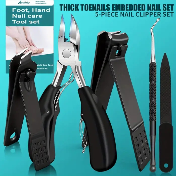 Kit de soin des ongles en acier inoxydable 5 pièces pour le nettoyage des ongles incarnés et la coup