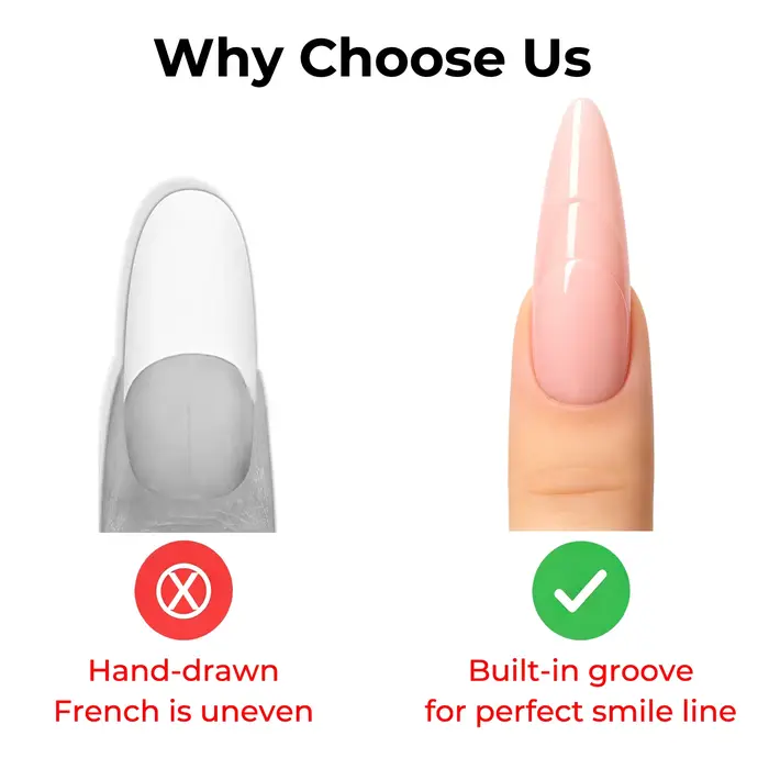 Nailpop 3D Layered French Nail Dual Form Oval Clear 15 Sizes Upgrade Creative Space Layering System One Step
