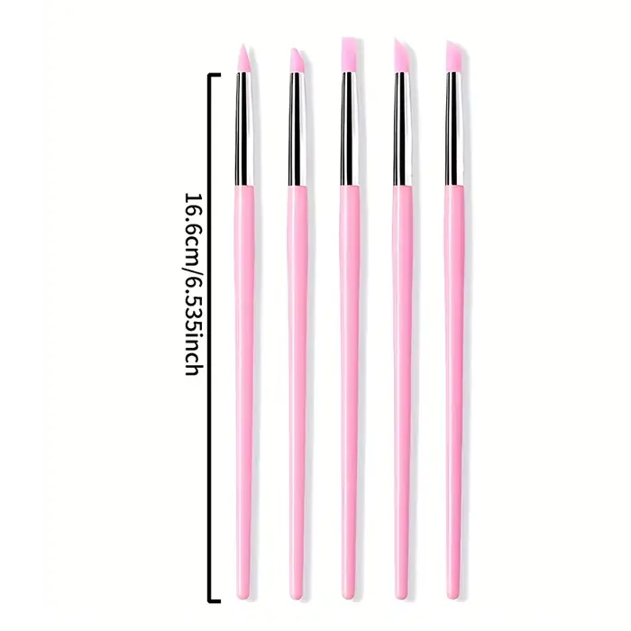 Lot de 5 outils professionnels de manucure DIY : pinceau à ongles en silicone