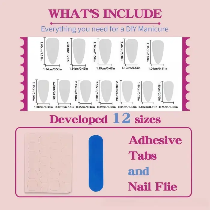 24 faux ongles de taille moyenne en forme d'amande