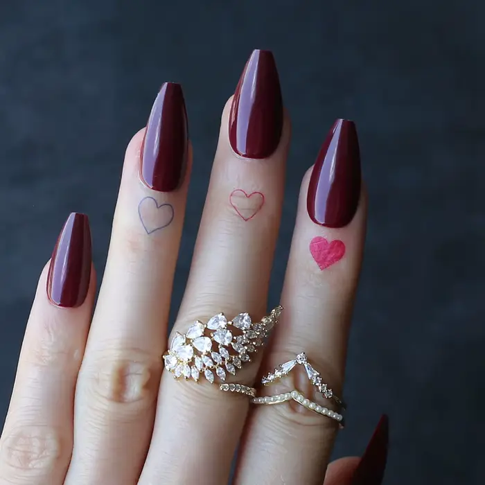 Faux ongles de Ballet courts, couleur bordeaux, gel UV Vampire, cercueil, ongles artificiels moyens 