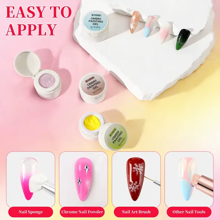 Gel à ongles coussiné, gel UV pour ongles à dégradé blush