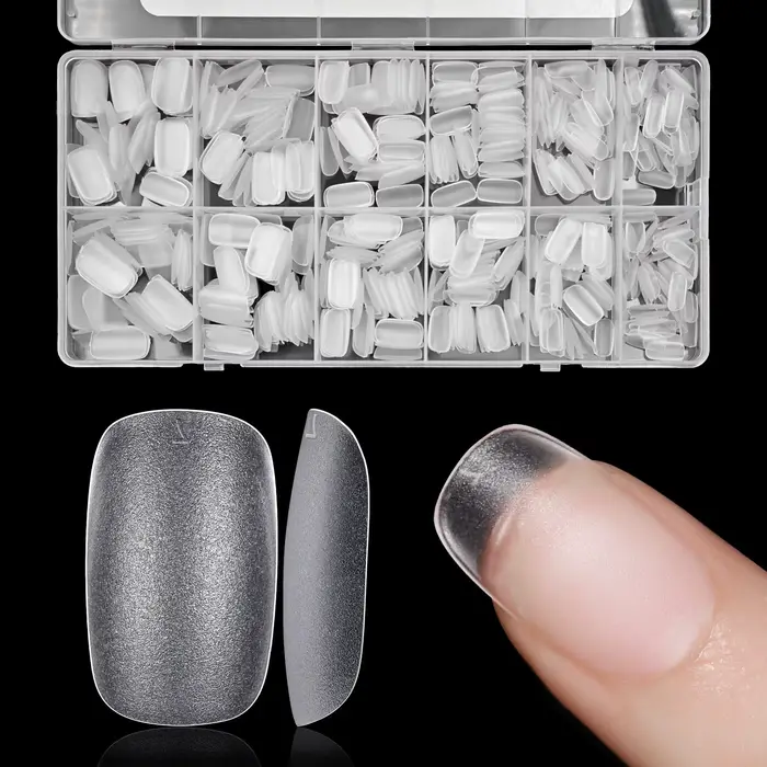 600 pièces pointes d'ongles transparentes amande/café/carrées-longueur moyenne/courte