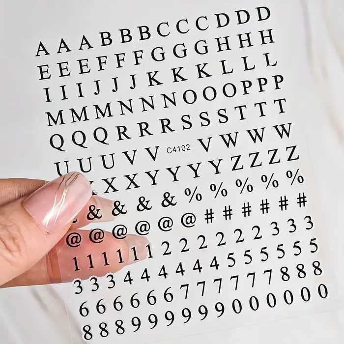 8 feuilles lettres Nail Art autocollants numéro ongles décalcomanies auto-adhésif luxe or argent ang