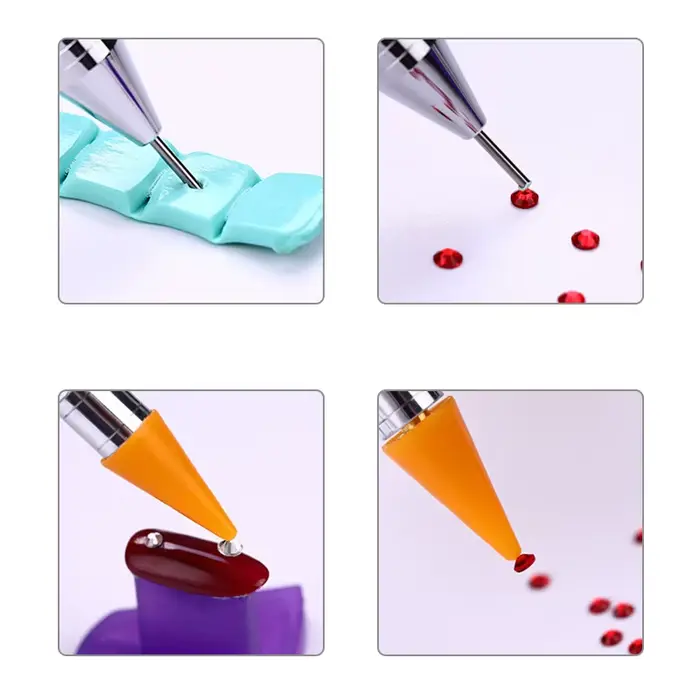 Stylo de cire blanc à double tête pour Nail Art, avec embellissement de diamant et sélecteur de stra
