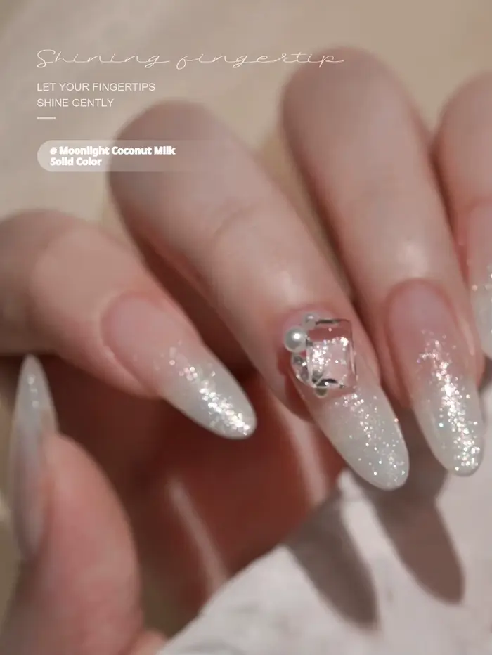 MIANEL 2026 Été Lueur de Lune Lait de Coco Blanc Effet Œil de Chat Vernis à Ongles Gel Magnétique Brillant Nuit Incluant
