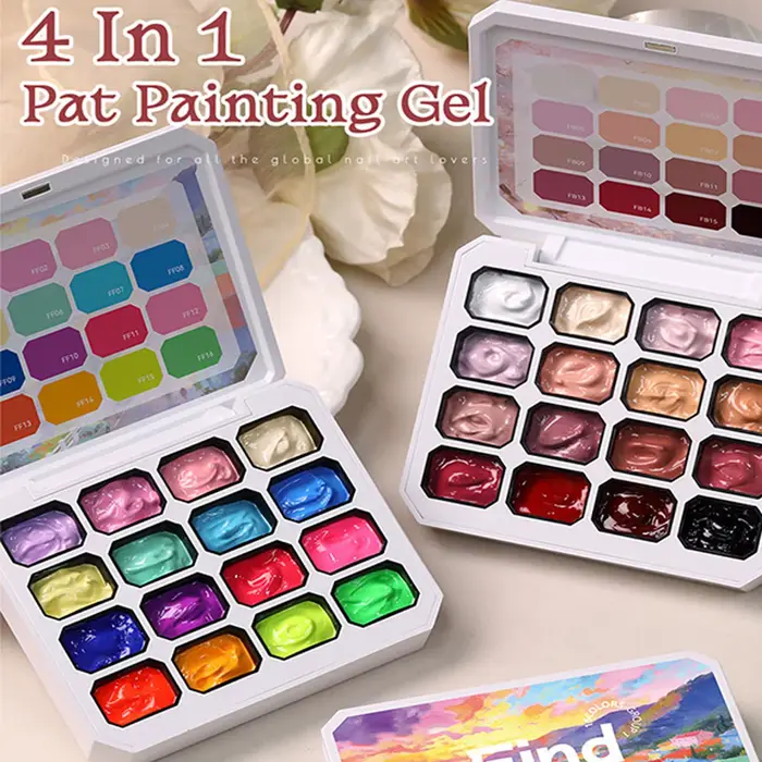 Palette de 16 couleurs de gel à ongles néon pour peinture