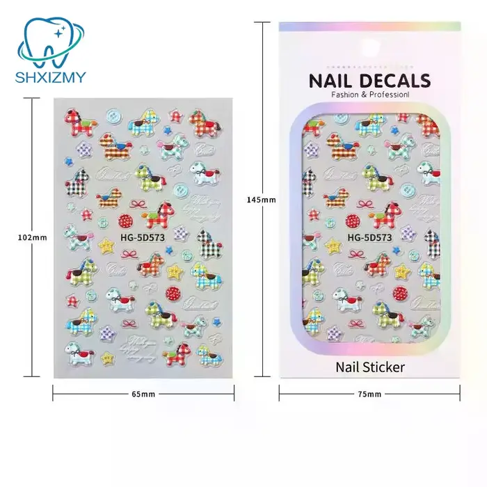 Autocollant cheval coloré et élégant pour Nail Art