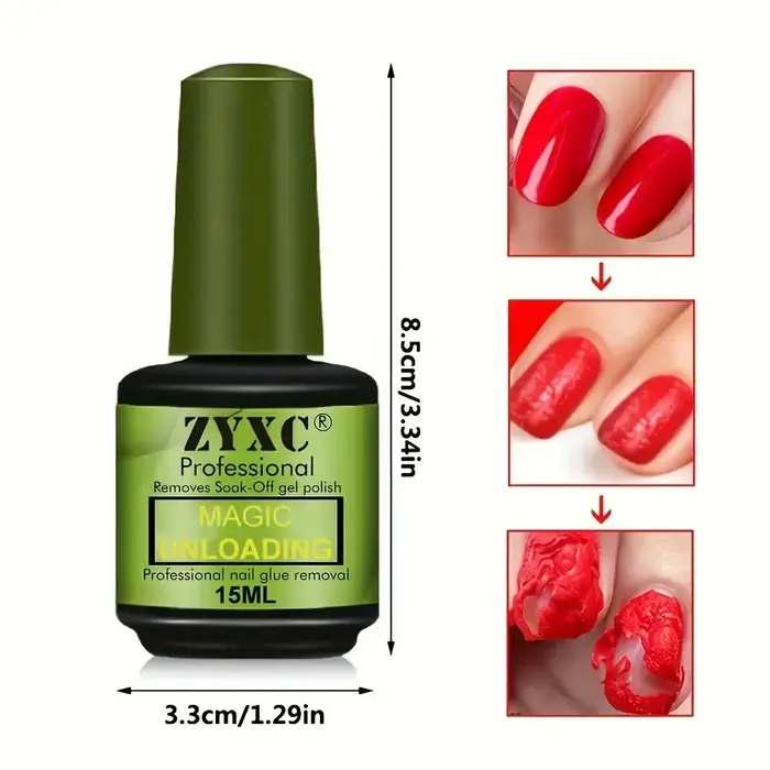 Gel de nettoyage et dissolvant pour faux ongles 15ml Magic Polish Glue Nail Art Manucure, facile à enlever, pour femmes, vernis à ongles