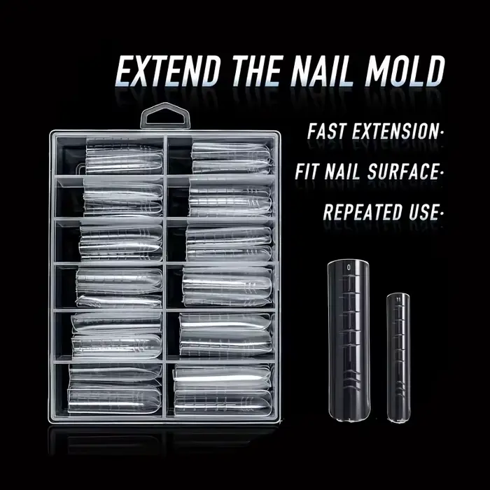 120 pièces de système d'ongle double à couverture complète transparente pour nail art acrylique en gel UV – comprend