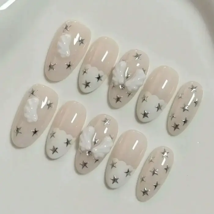 10 pièces de faux ongles en forme d'amande pressés à la main