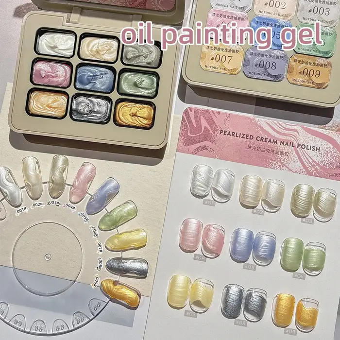 9 grilles crème nacrée peinture à l'huile Gel solide Nail Art Pigment conceptions pour manucure bricolage-zhu guang nai vous hua jiao