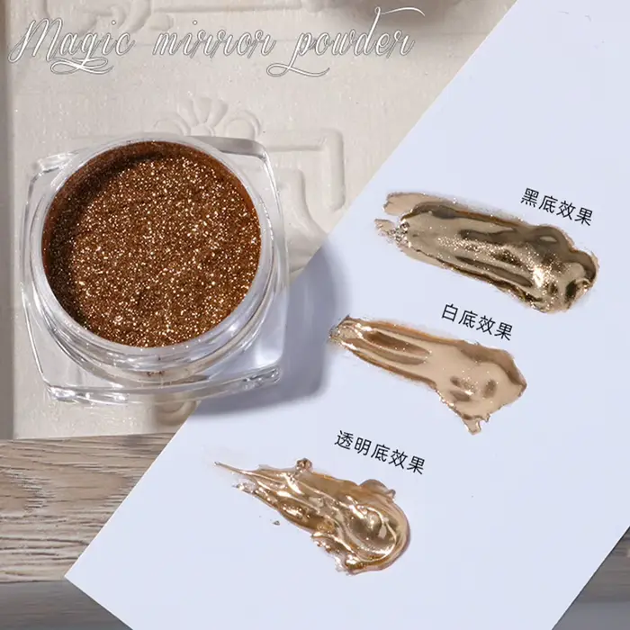Poudre miroir or argent pour Nail Art, 1 boîte, paillettes élégantes, Champagne, vernis Gel UV, pous