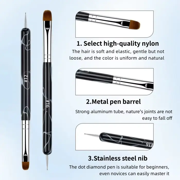 Ensemble de pinceaux pour Nail Art français, 4 pièces, brosse bidirectionnelle pour Nail Art avec ou