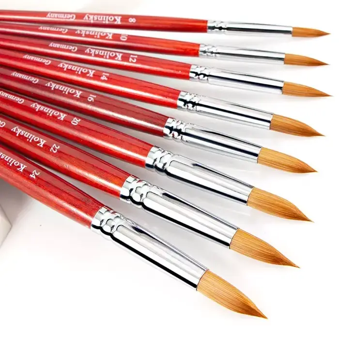 Kolinsky-Brosse à Ongles en Acrylique avec Manche en Bois