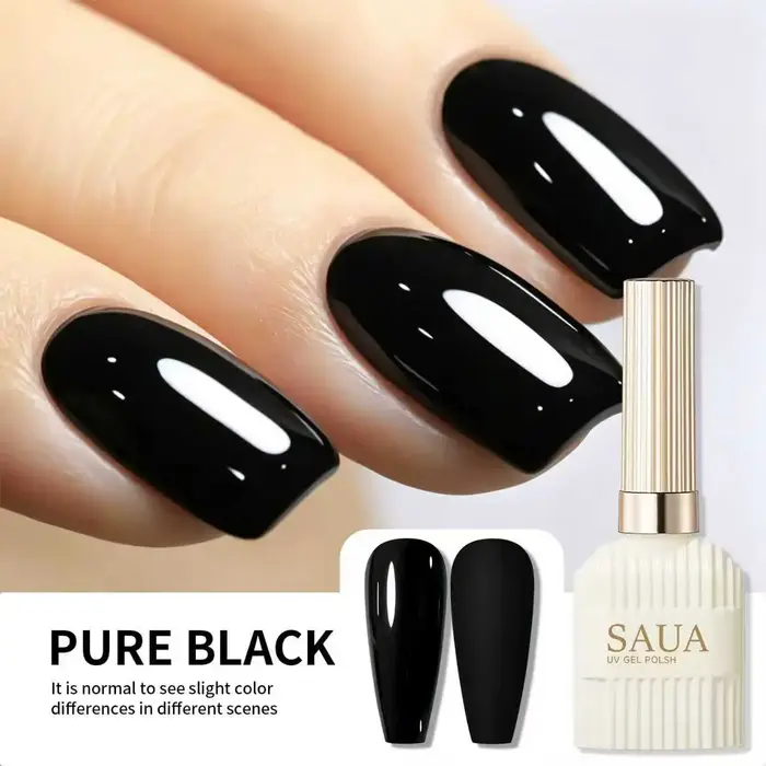 Gel à ongles noir pur spécialement formulé, 15 ml – Vernis gel UV semi-permanent à retirer par trempage – Longue tenue, haute brillance