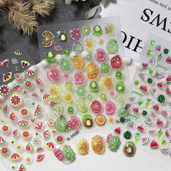 2 autocollants pour ongles en gelée aux fruits tropicaux
