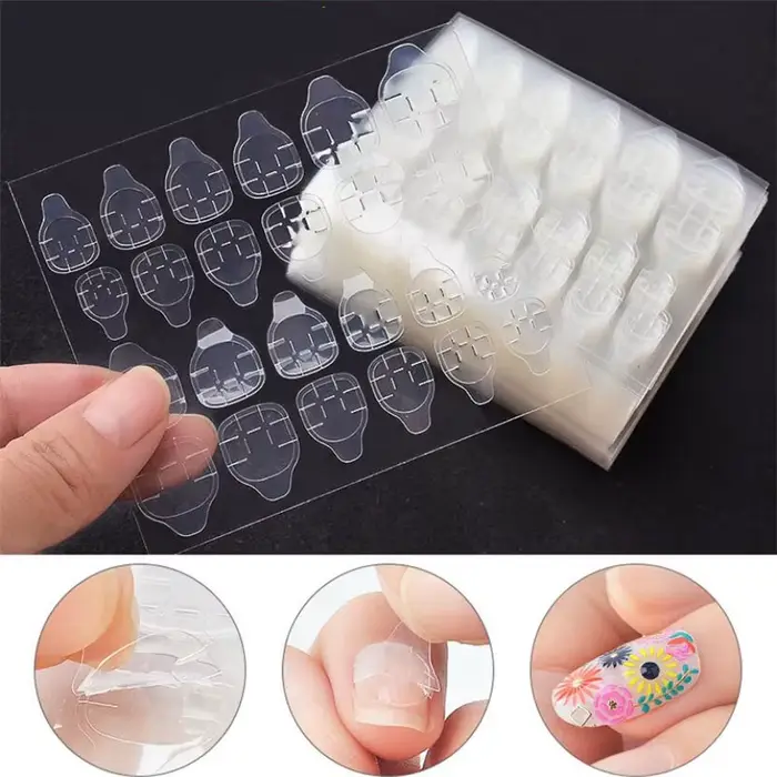 5/10 feuilles de bandes adhésives transparentes double face pour faux ongles