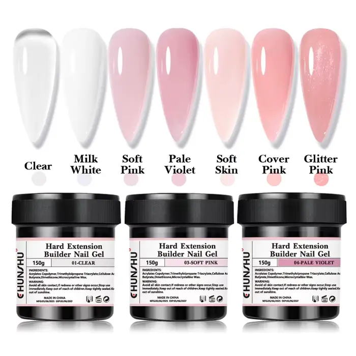CHUNSHU 150ML Gel constructeur blanc laiteux pour Extension d'ongles auto-nivelant Gel dur renfort Camouflage Gels pour ongles