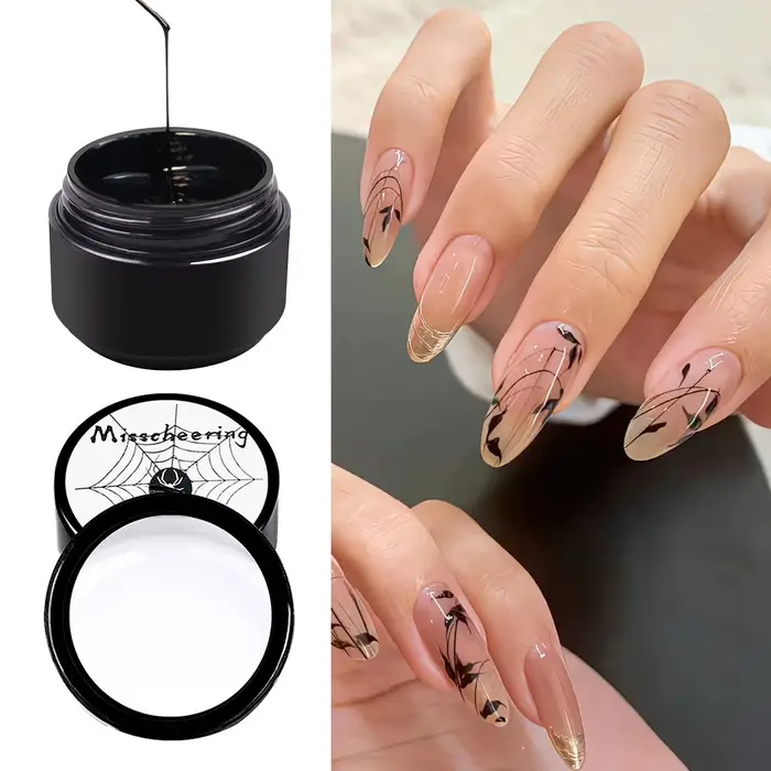 2 pièces Gel Spider pour Nail Art, Gel de traçage élastique pour dessin de lignes, Gel de dessin LED