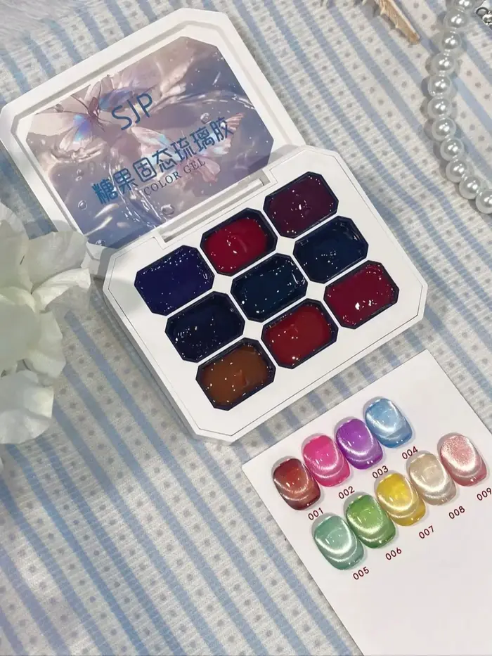 9 couleurs printemps/été solide vernis à ongles glace gelée transparente Dopamine verre bonbons arc-