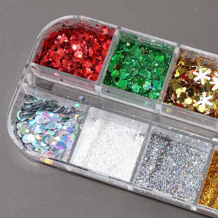 Flocons de paillettes laser irisées pour ongles